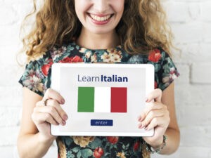 Learn Italian Language Online Education Concept