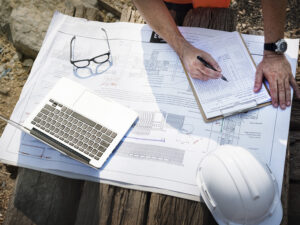 Site engineer on a construction site