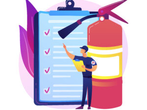Fire inspection abstract concept vector illustration.